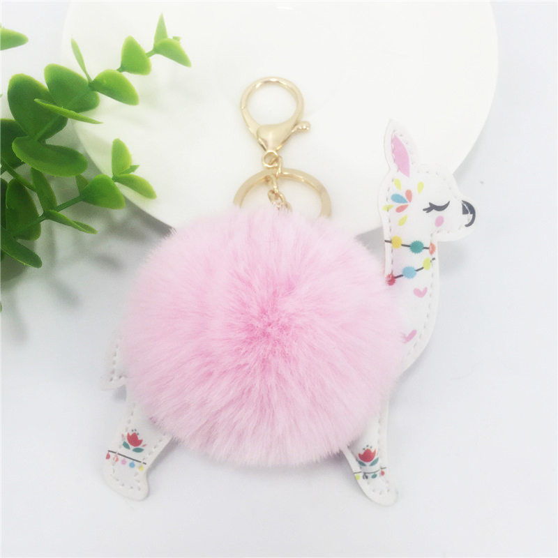 Alpaca Wool Ball Keychain Image 1