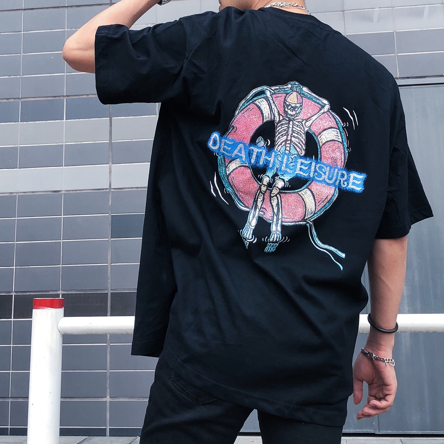 Drifting Skull Printed Oversize T-Shirt White