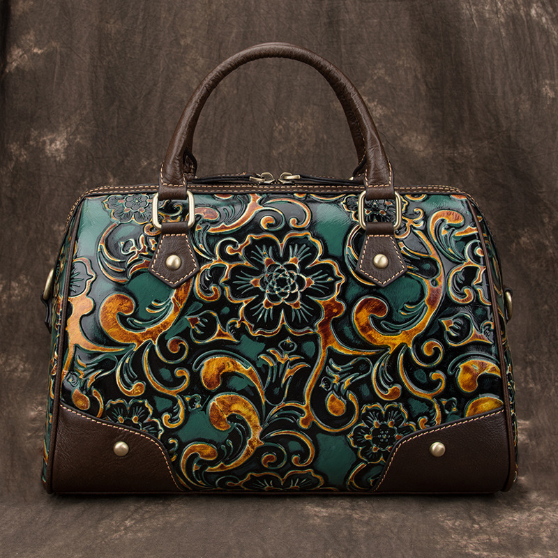 Vintage Leather Tote Bag in Use