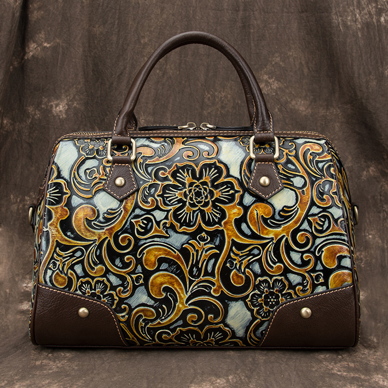 Vintage Leather Tote Bag - Black
