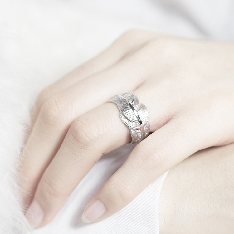 925 Silver Feather Ring Image 2