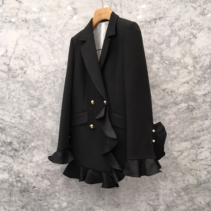 Chic Ruffled Waist Blazer Back View