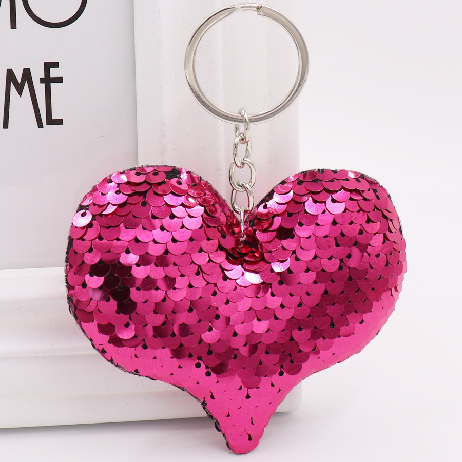Sequin Heart Keychain Image 3