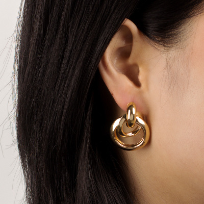 Gold Interlocking Hoop Earrings