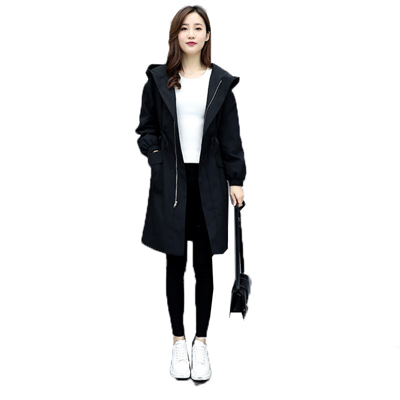 Hooded Waist-Tight Fleece Trench Coat Image 5