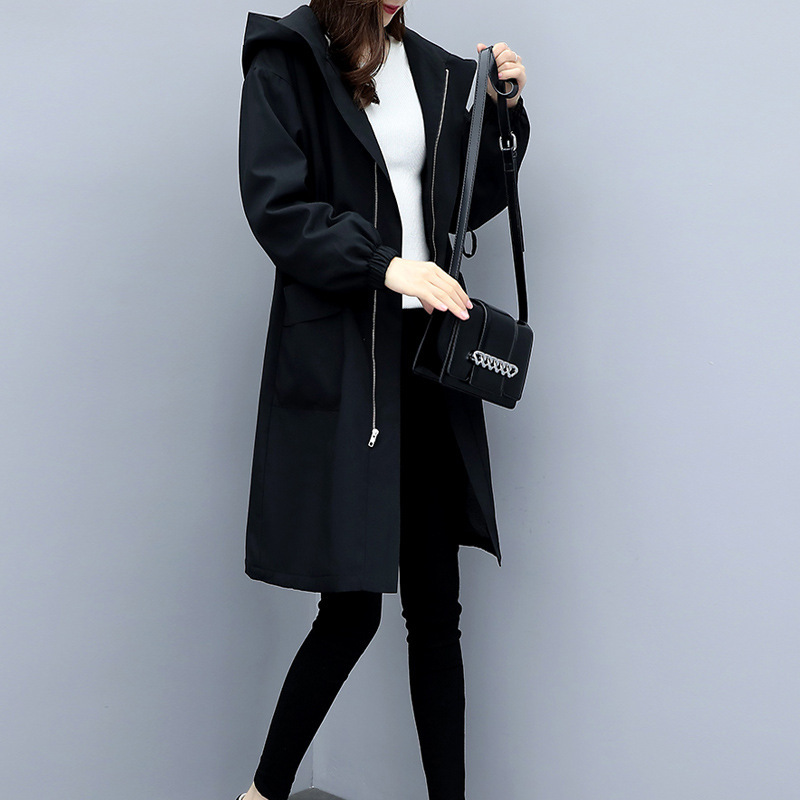 Hooded Waist-Tight Fleece Trench Coat Image 2
