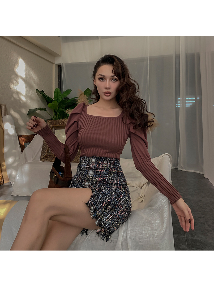 Haut à Manches Bouffantes en Vert