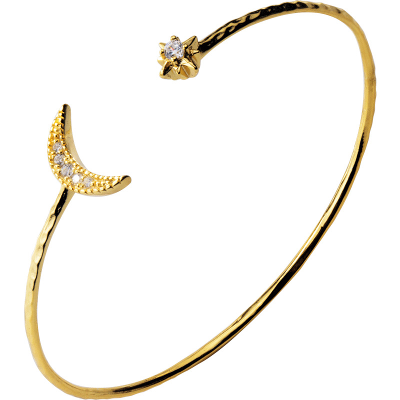 Gold Crescent Moon and Star Bracelet
