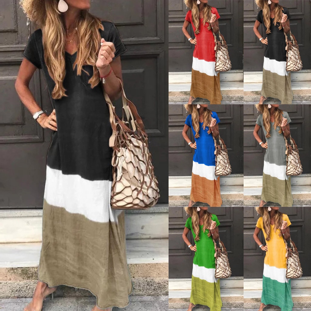 Gradient Color V-Neck Dress 1