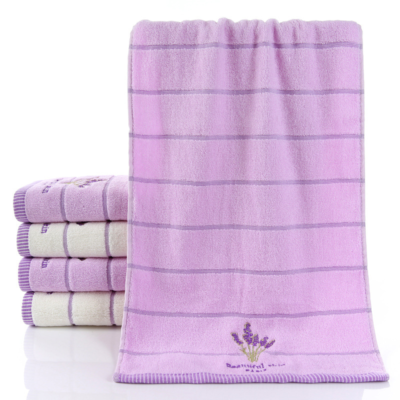 Pure Cotton Towel Purple White