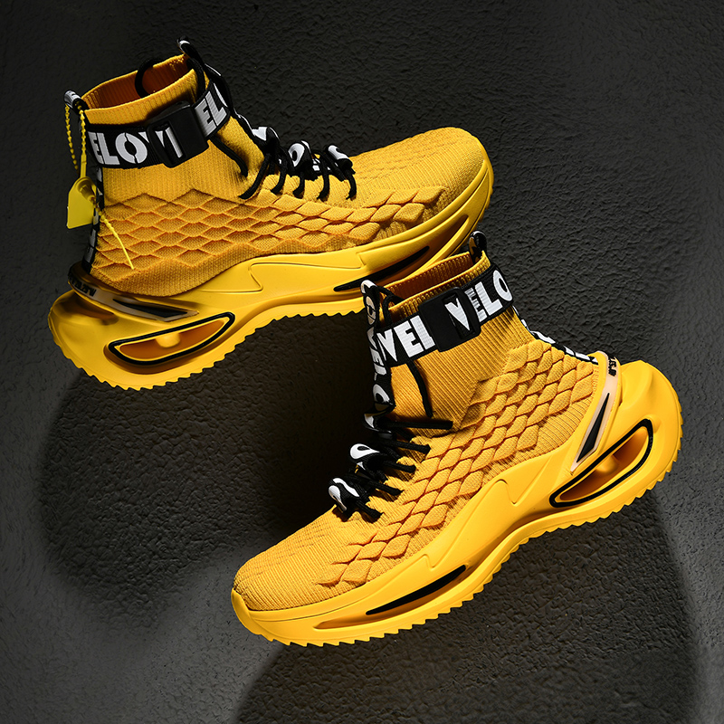 Close-up of high-top sneakers