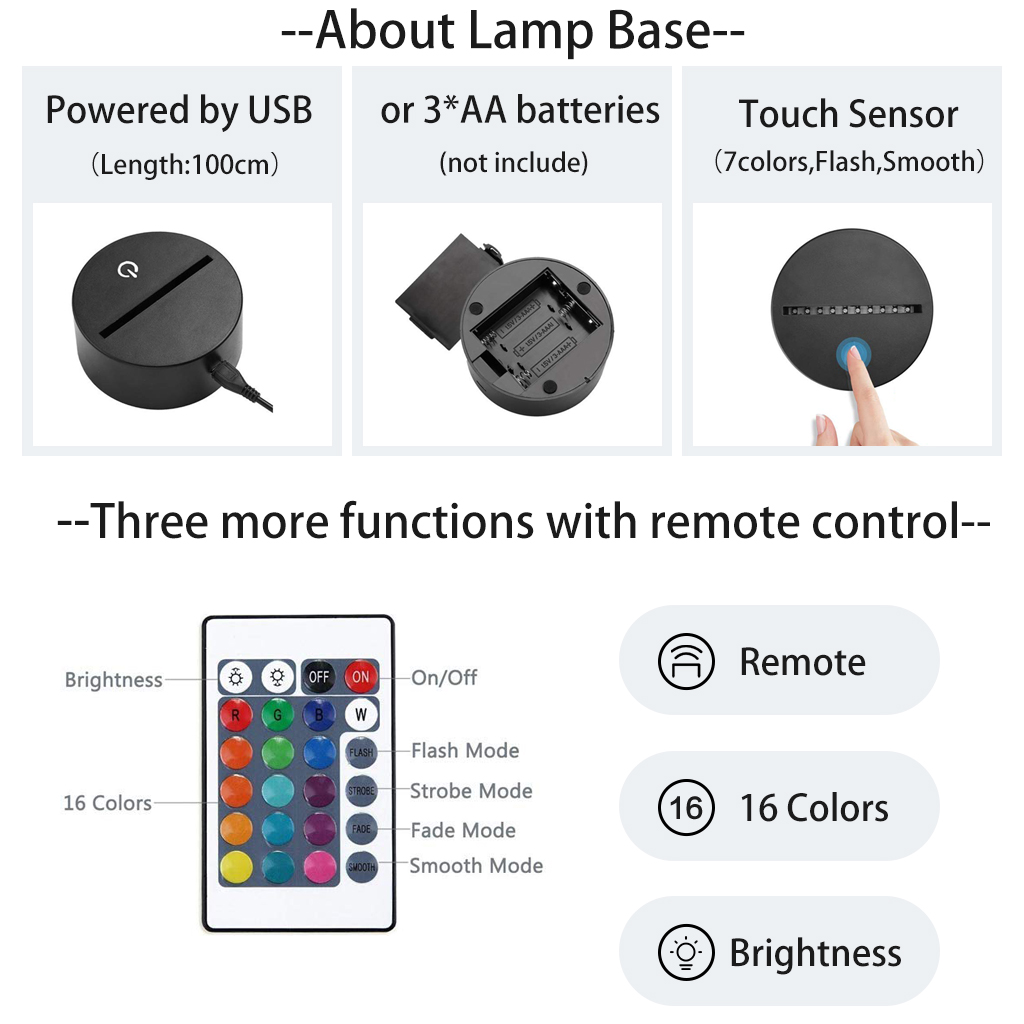 3D Touch Control LED Visual Lamp Image 2