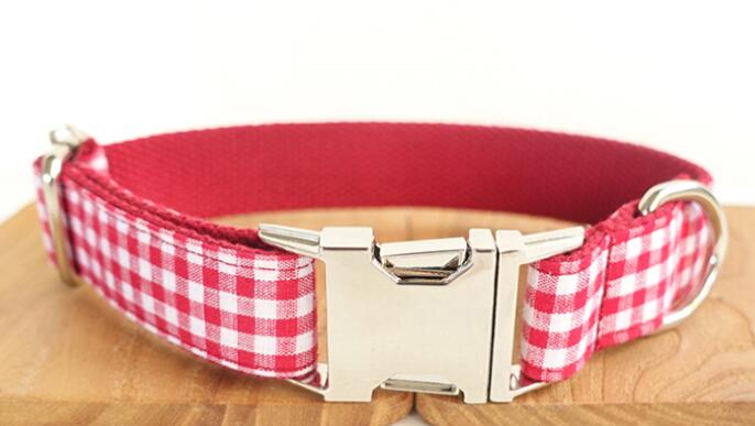Red Plaid Dog Collar