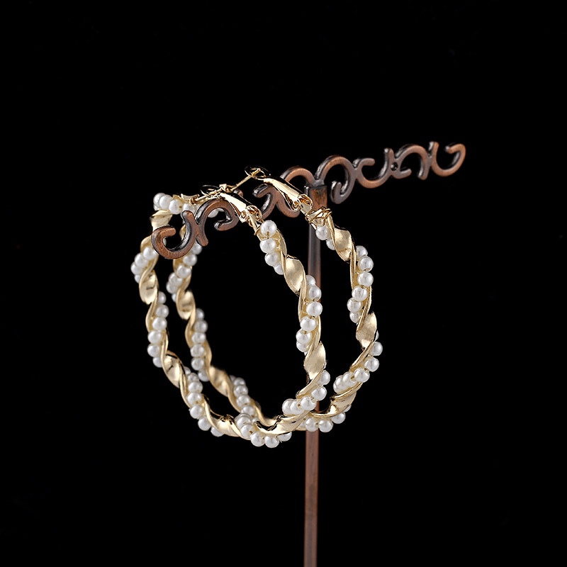 Metallic Pearl Drop Earrings