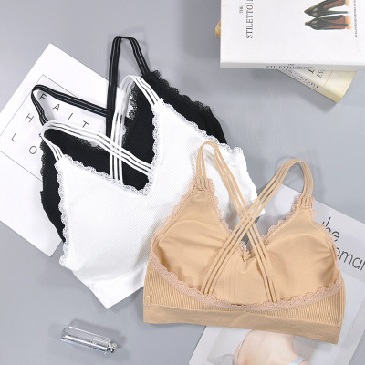 Lace Trim Bandeau Bra Image 1