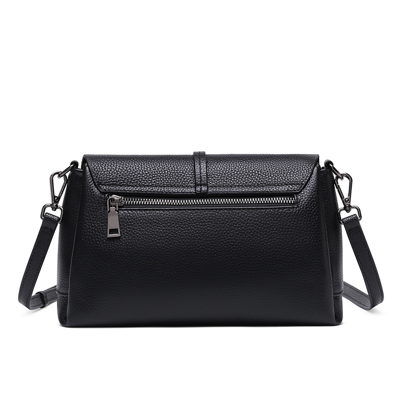 Durable leather bag with car suture detailing