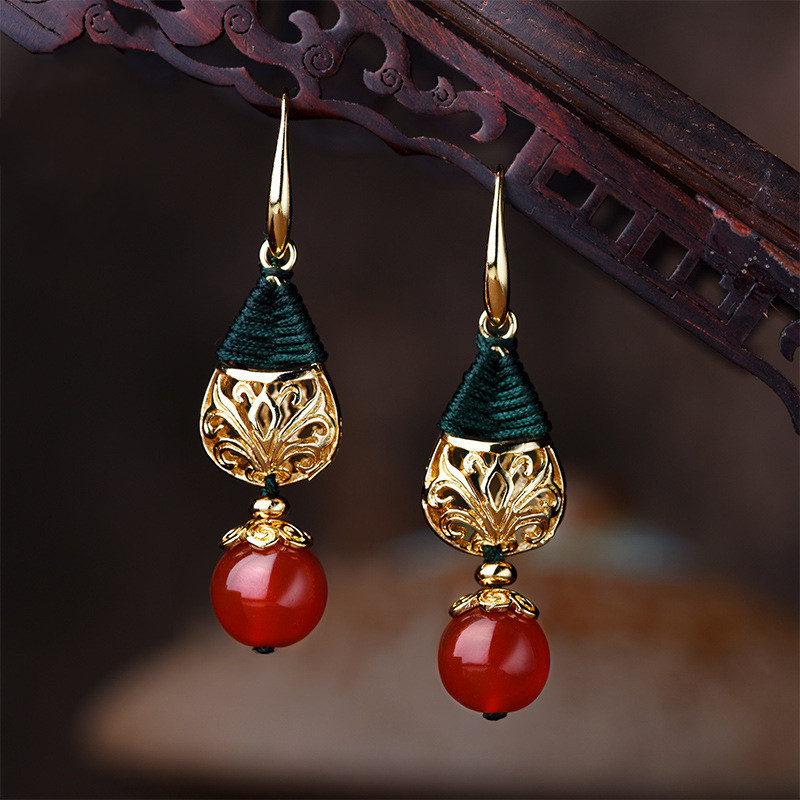 Chinese style long pendant earrings 3