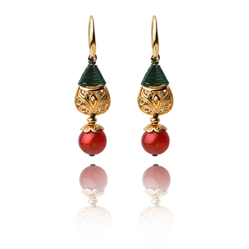 Chinese style long pendant earrings 4
