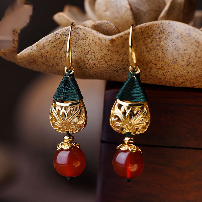 Chinese style long pendant earrings 5