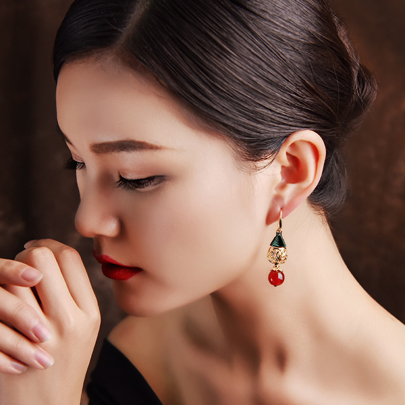 Chinese style long pendant earrings 2