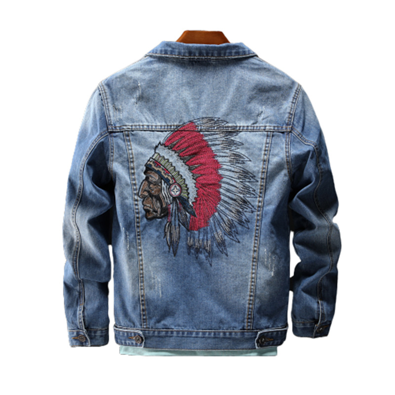 Men's Casual Embroidered Denim Jacket