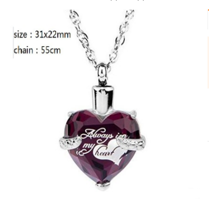 Heart-Shaped Birthstone Ashes Necklace