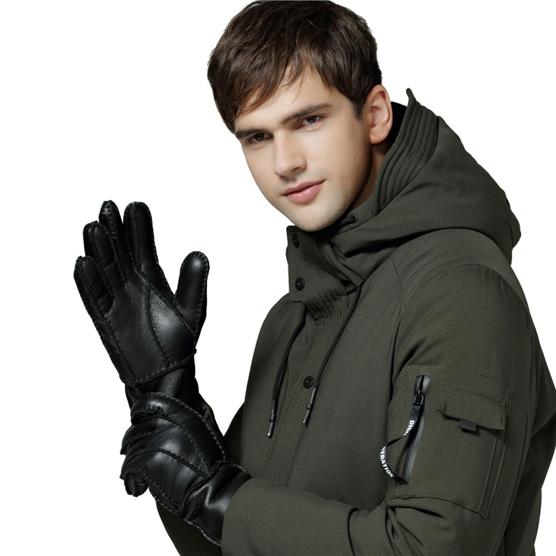 Genuine Leather Gloves - Khaki