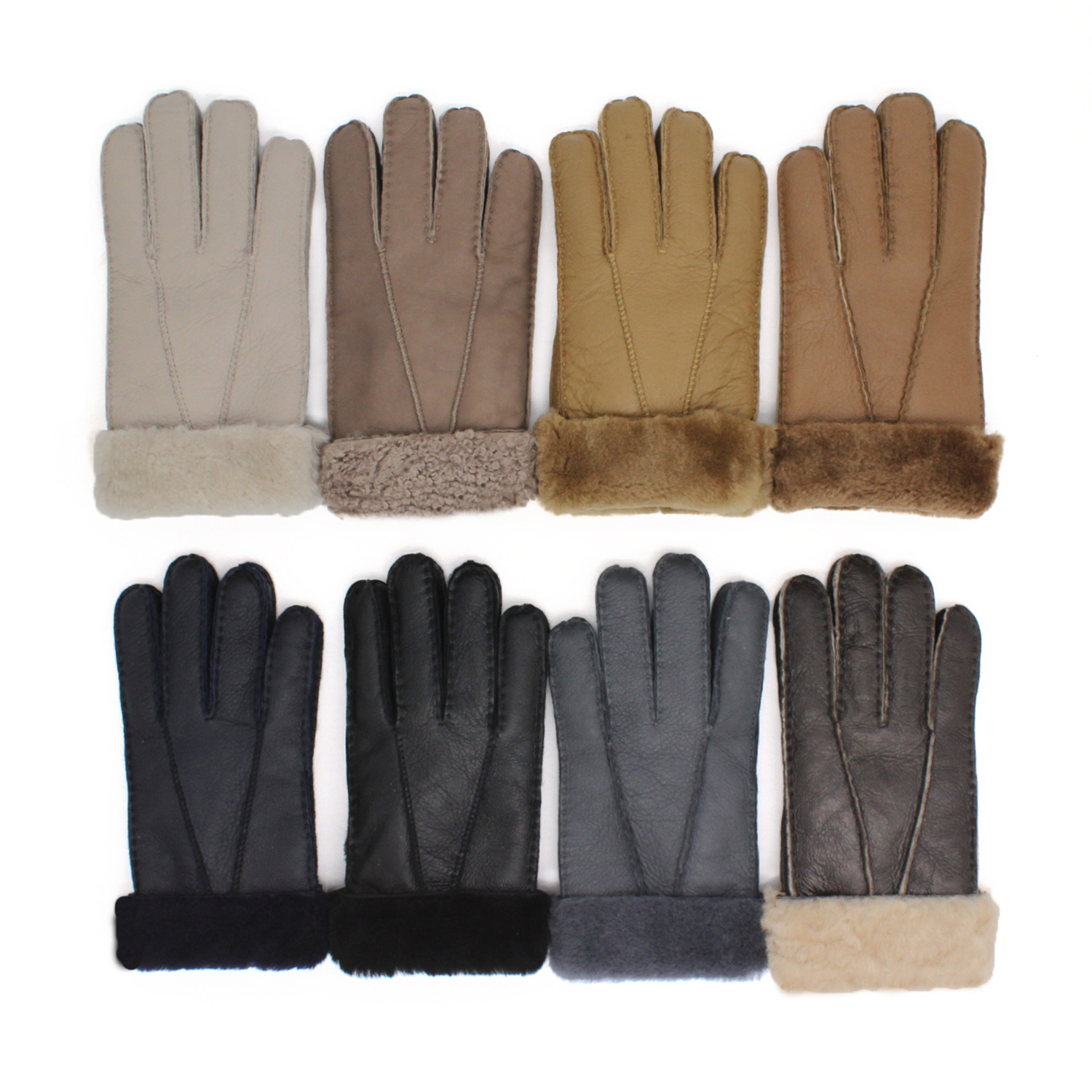 Genuine Leather Gloves - Blue