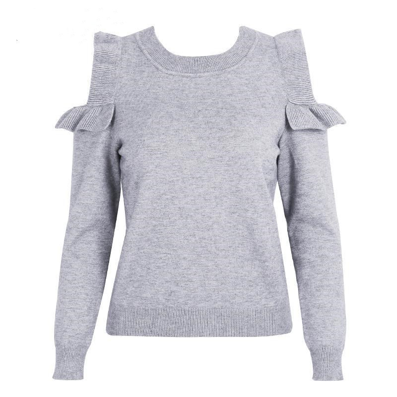 Off-shoulder lace-trim knit sweater image 4