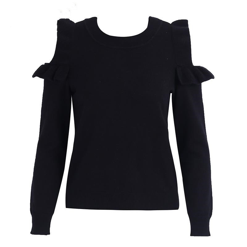 Off-shoulder lace-trim knit sweater image 5