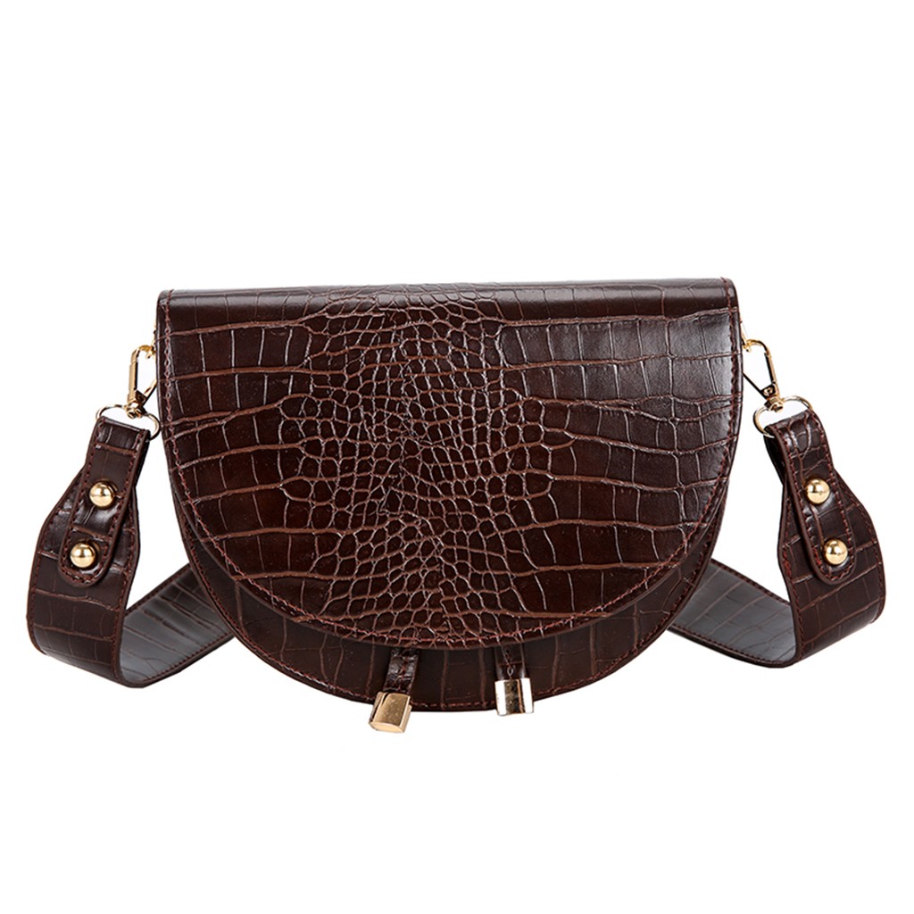 Crocodile Texture Half-Moon Bag