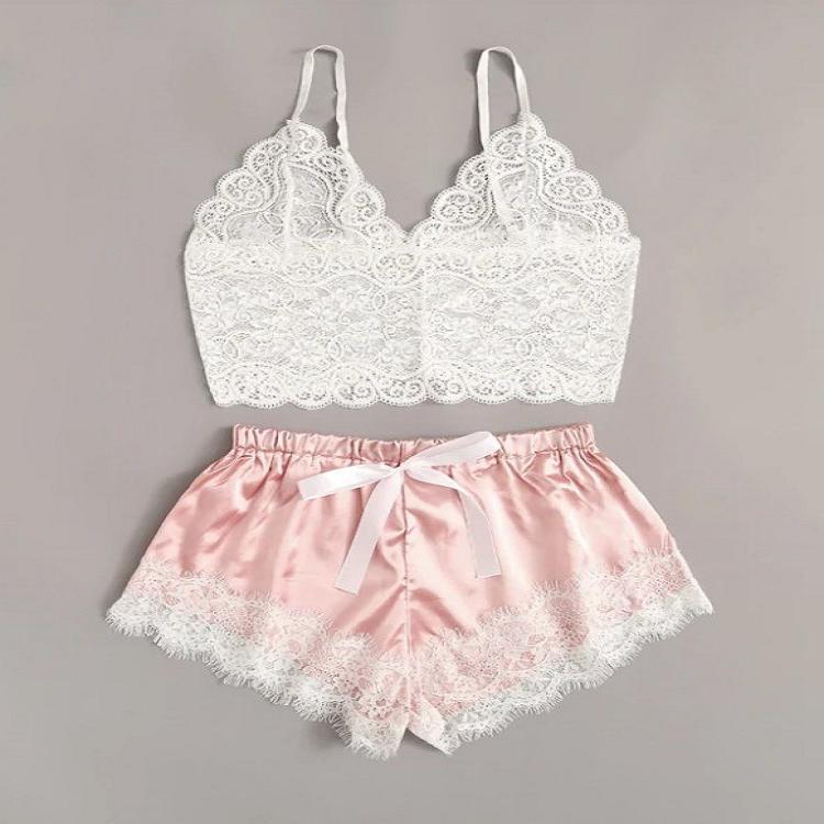 Pink Lace Two-Piece Suit