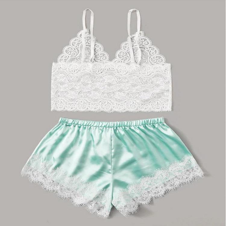 Green Lace Two-Piece Suit