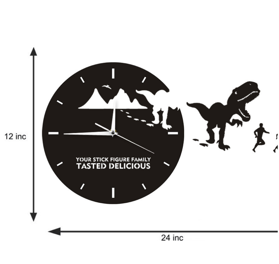 Creative Mirror Dinosaur Wall Clock Image 3