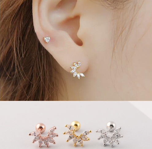 s925 Silver Korean-style Twisted Ear Studs Image 1