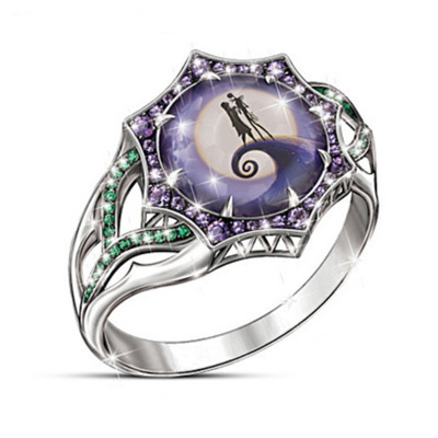 Purple Diamond Studded Ring and Earrings
