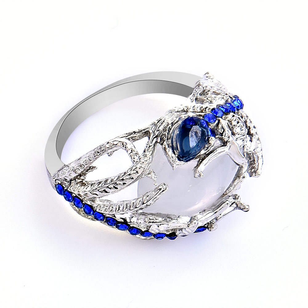 Blue Diamond Floral Moonstone Ring 3