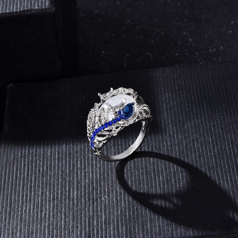 Blue Diamond Floral Moonstone Ring 1