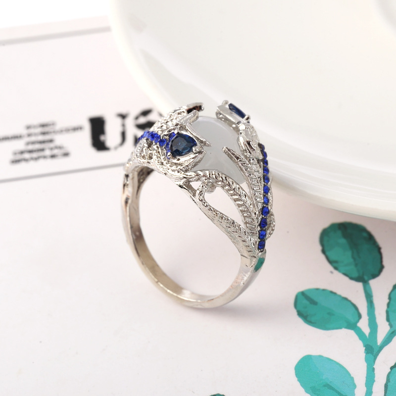 Blue Diamond Floral Moonstone Ring 2