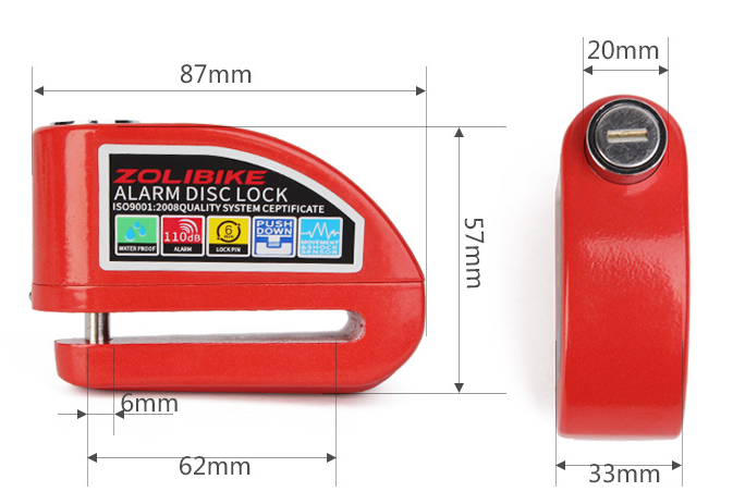 INBIKE Bike Alarm Disc Lock in action