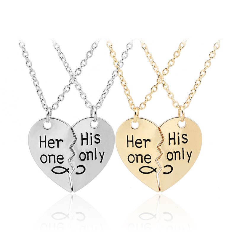 Heart-shaped Couples Necklace - Gold