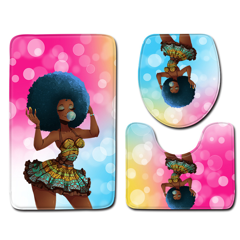 African Woman Bathroom Mat Set