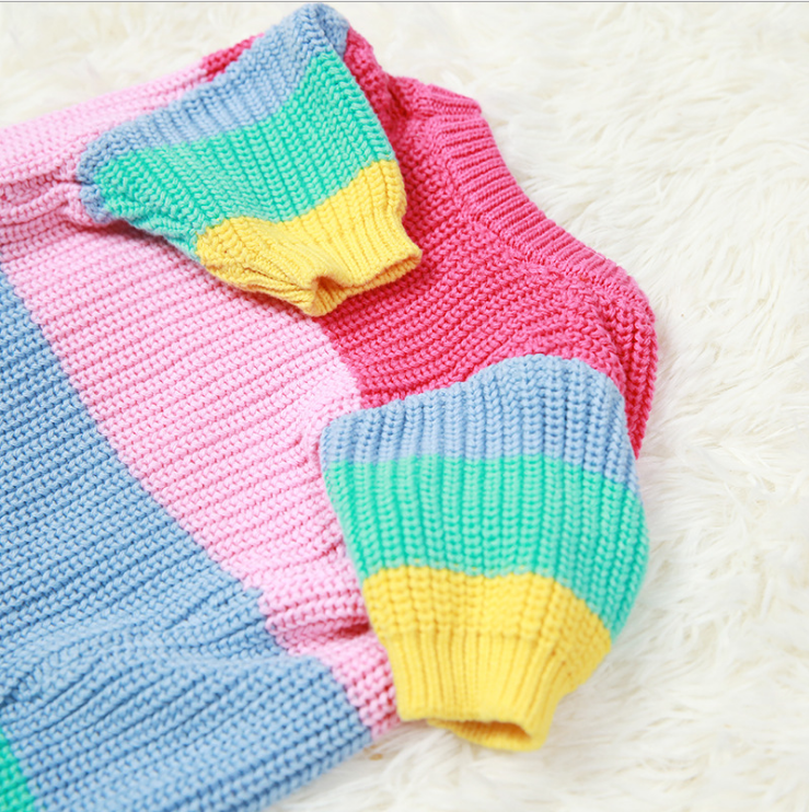 Rainbow Knitted Dog Sweater 4