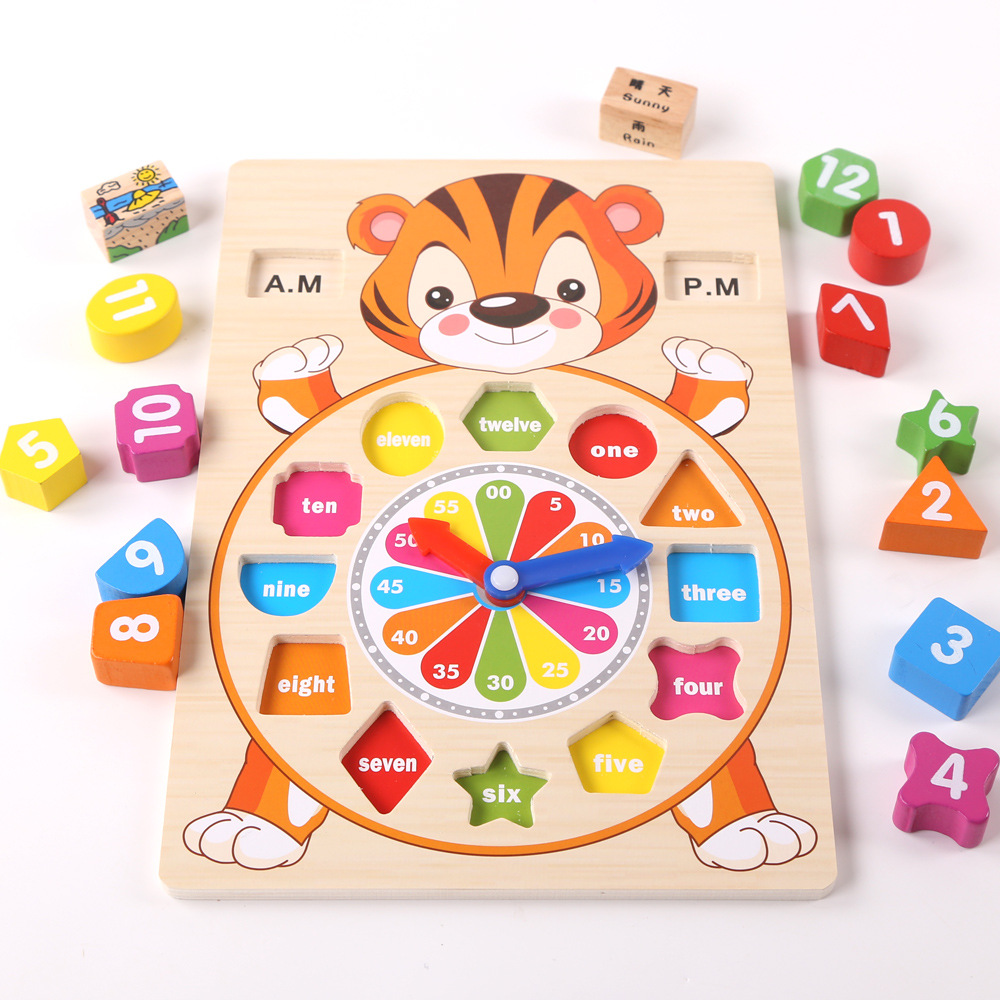 Cartoon Digital Building Block Clock