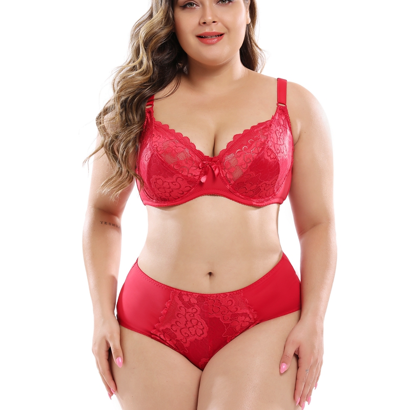 Ultra-Thin Lace Plus Size Bra Set Image 7