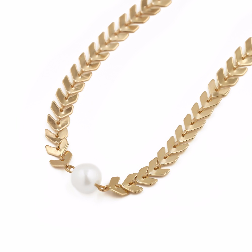 Silver Copper Fishbone Necklace