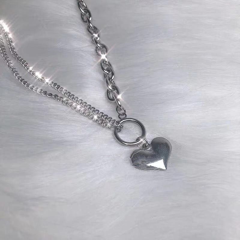 Wearing Heart Pendant Necklace