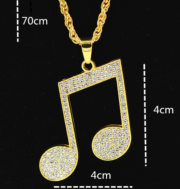 Hip Hop Note Pendant Necklace