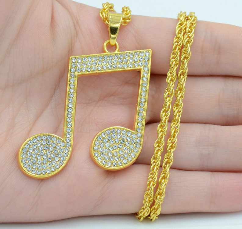 Close-up of Hip Hop Note Pendant Necklace