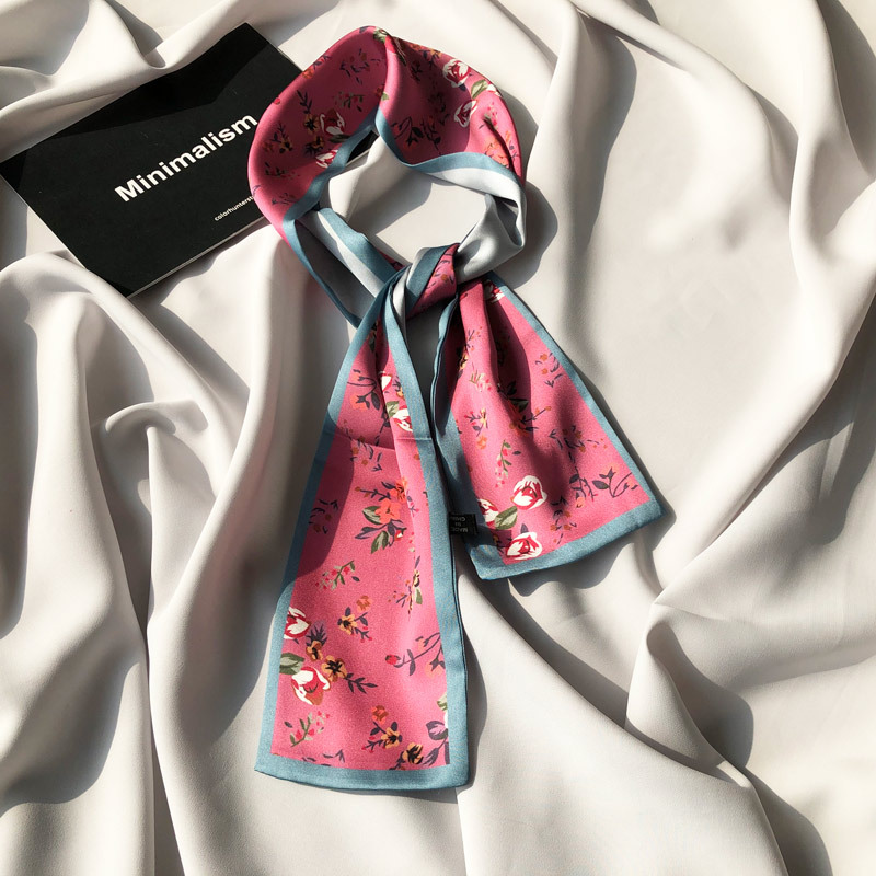 Floral Silk Scarf - Rose Red